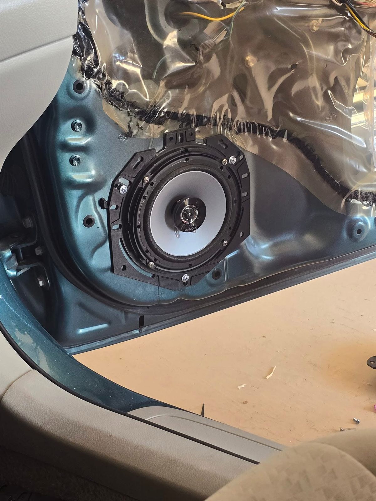 Kenwood door speaker install with adapter bracket